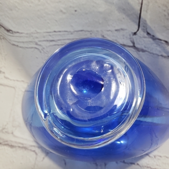Cobalt Blue Envelope Glass Decorative Bowl Dish Small Hand Blown MCM - Picture 10 of 11